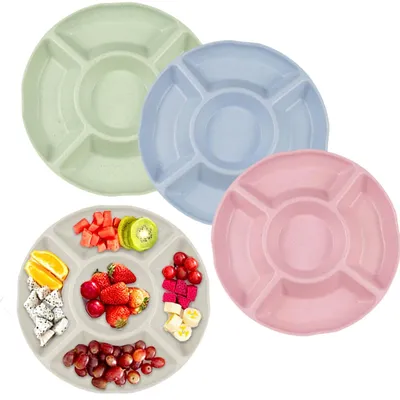 Immagine prodotto di 4 piatti per snack con 5 scomparti – Riutilizzabili, ideali per feste