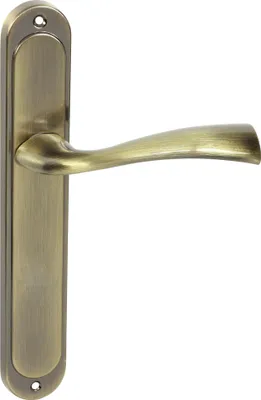 Immagine prodotto di Set maniglia cieca DOMINO | Set con placca lunga | Maniglia per porte di camere, uffici, cantine e porte interne | Forma a L | Ferramenta per porte in alluminio | Set maniglia in bronzo | FLY M3