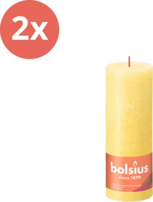 Productafbeelding van Bolsius - Rustieke stompkaars - 190/68 - 1 stuk per verpakking - Zonnegel - Voordelijn - 2 stuks