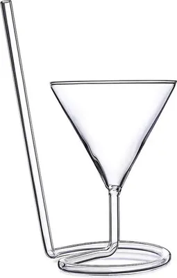Produktbild von Spiral-Cocktailglas, drehbares Martini-Glas, kreatives Weinglas mit langem Strohhalm für die Bar