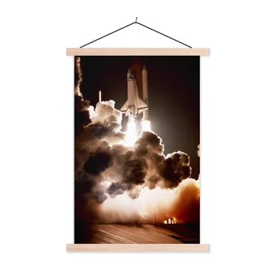 Produktbild von MuchoWow® Textilposter Start des Space Shuttle 40x60 cm mit holzfarbenen Rahmen - Poster