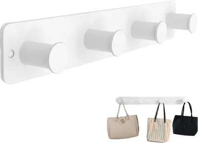 Imagen del producto de Percha de pared de aluminio, blanca, con 1 gancho, para ropa y toallas
