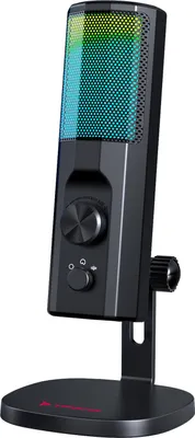 Image de TAIOU microphone, 3 modes (omnidirectionnel/cardioïde/réduction active du bruit) | Effet de lumière RGB | Avec interface de monitoring pour casque de 3,5 mm | Angle réglable, noir