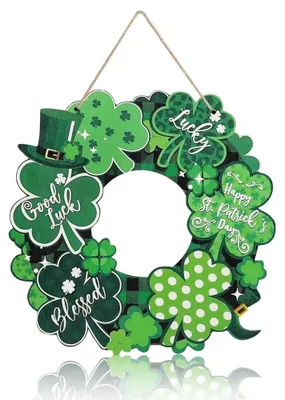 Produktbild von Holzkranz für den St. Patrick's Day mit Kleeblättern