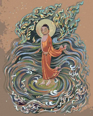 Obrázek produktu pro Zuty - Diamantové malování - BUDDHA VE VLNÁCH, 40x50 cm, bez rámu a bez vypnutí plátna