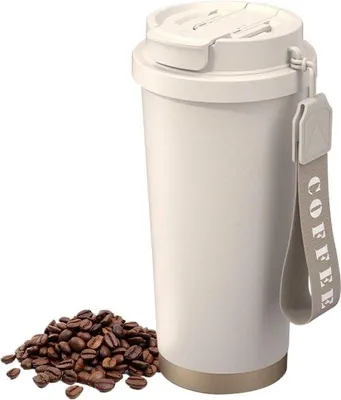 Obrázok produktu pre Cestovný pohár z nehrdzavejúcej ocele, 530 ml, so slamkou, pohár na cesty s viečkom, cestovný pohár, dvojstenný, izolovaný, nepreteká
