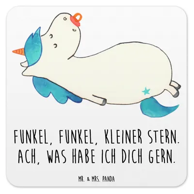 Produktbild von Mr. & Mrs. Panda Untersetzer für Gläser Einhorn Schnuller 10er Set - Weiß - Geschenk, Mama, Mutter, Tisch, Unicorn, Baby, Geburtstag, Glas-Untersetzer, Coaster, Geburt