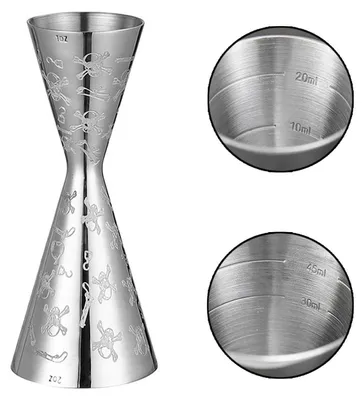 Produktbild von Cocktail-Messbecher Barmaß 30ml 60ml Edelstahl mit Innenskalierung Skelett