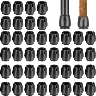 Produktbild von 40 Stück Gummi Stuhlbeinkappen mit Filz, runde Schutzkappen für Stuhlbeine, Bodenschutz für runde Stuhlfüße (12-16 mm)