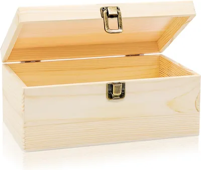 Imagen del producto de Caja de madera con tapa y cerradura, de 23,5 x 14 x 10 cm, pequeña caja del tesoro, caja de almacenamiento para niños