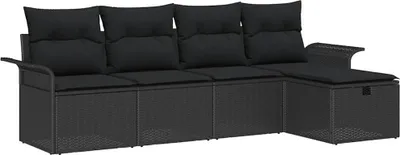 Produktbild von vidaXL Gartensofa-set 5 stk. Schwarz Poly-Rattan