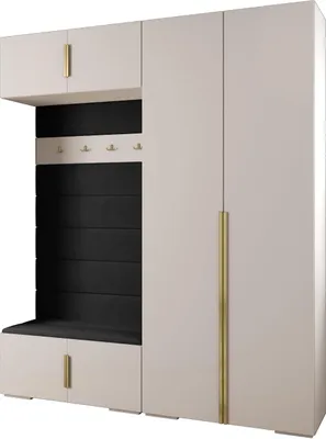 Produktbild von MEBLE KRYSPOL Inova 1 Möbelset Garderobe, 236,7x200x47cm - Weiß, Manila 18, Gold