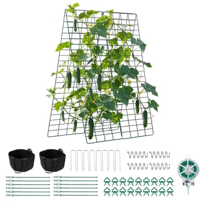 Obrázek produktu pro SucceBuy A-tvarovaná opora pro okurky, zahradní mřížka pro popínavé rostliny, mřížka pro hrášek, fazole, cukety, rajčata a květiny (4 panely o rozměrech 43 x 117 cm)