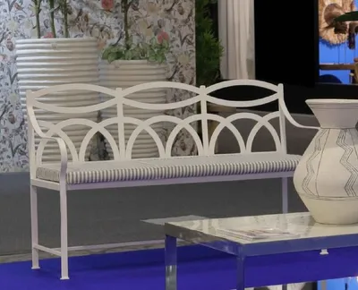 Produktbild von Casa Padrino Luxus Jugendstil Schmiedeeisen Gartenbank Weiß / Grau 150 cm