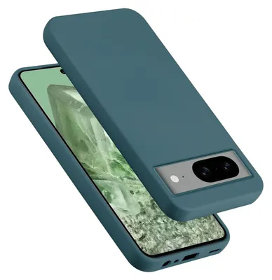 A teal phone case is shown partially covering a smartphone.