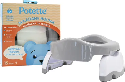 Produktbild von Potette 2in1 Multifunktionale Töpfchen Baby ReiseTöpfchen & Toilettensitz - Grau/Weiß - Perfekt für unterwegs, für Reisen!