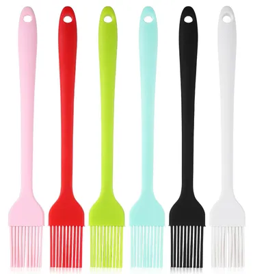 Image de Lot de 6 pinceaux de cuisine, pinceaux à pâtisserie, 19 cm, pinceaux en silicone résistants à la chaleur, petits accessoires de cuisine pour la pâtisserie, les grillades et la cuisine.