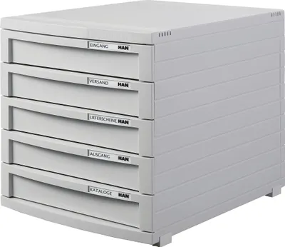 Immagine prodotto di HAN 1505-11 Cassettiera CONTUR - A4/B4/C4, 5 cassetti chiusi, grigio chiaro