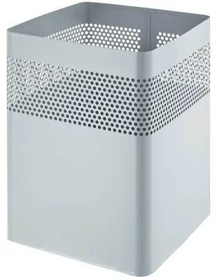 Obrázok produktu pre helit Stahl-Papierkorb, mit Lochdeckor, 15 Liter, mittelgrau aus Metall, quadratisch (H2515987)