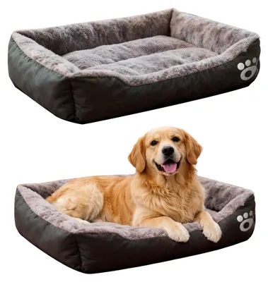 Produktbild von Tierliege / Haustierbett für großen Hund Größe XL 80 × 60 × 14 cm – Grau mit wasserdichtem Boden