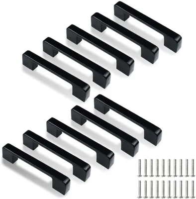 Produktbild von Schrankgriffe, Möbelgriffe, Küchengriffe, Schubladengriffe, Stangengriffe, 10 Stück Schwarze Griffe, Edelstahl, 128mm