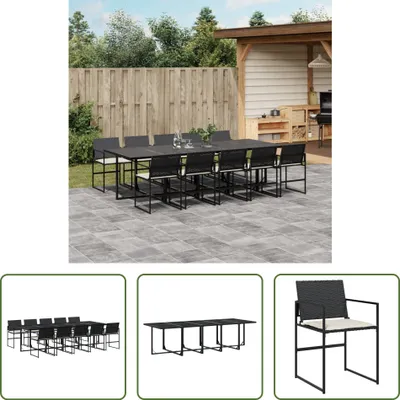 Produktbild von The Living Store 11-tlg. Garten-Essgruppe mit Kissen Schwarz Poly Rattan