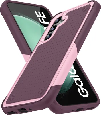 Produktbild von Für Samsung Galaxy S23 FE Hülle Militärqualität Stoßfest Hybrid 2 in 1 Hart PC Weich TPU Handyhülle Pink Rot