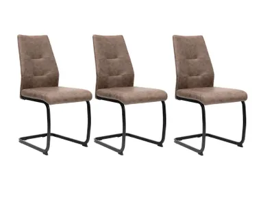 Produktbild von Moderne Esszimmerstühle in Lederoptik gepolsterte Freischwinger mit robustem Metallgestell pflegeleichte Schwingstühle Menge:3 St.;Farbe: Kaffeebraun