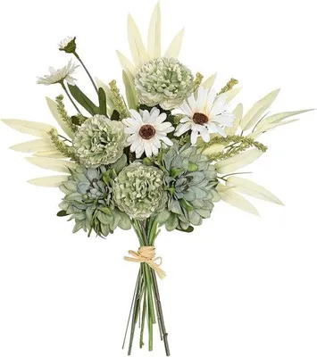 Image de Bouquet de fleurs en soie : dahlias et pivoines couleur champagne