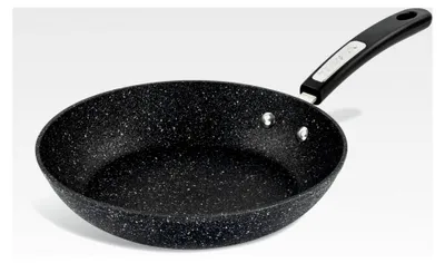 Produktbild von Bratpfanne, 24 cm, mit Antihaftbeschichtung, kratzfest, leicht zu reinigen, Edelstahlboden und Soft-Touch-Griff, Schwarz