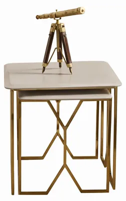 Produktbild von Eleganter Beistelltisch in Beige mit goldfarbenem Metallgestell