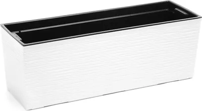Obrázek produktu pro Květináč na balkon – květináč – s vložkou – 19 x 56 cm – bílý