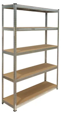 Productafbeelding van Relaxdays zwaar belastbaar rek, 5 niveaus, afmetingen: 200 x 120 x 40 cm, draagvermogen tot 875 kg, geschikt voor kelder en garage, opslagrek, staal, zilverkleurig, AI-gegenereerde afbeelding