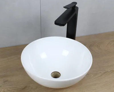 Produktbild von Keramik Waschbecken rund Ø 320 x 135 weiß ohne Überlauf Aufsatzwaschbecken ohne Zubehör