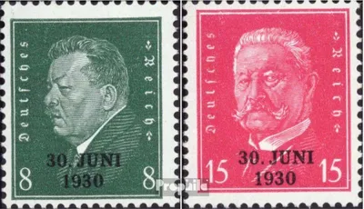 Produktbild von Briefmarken Deutsches Reich 1930 Mi 444-445 (kompl.Ausg.) postfrisch Rheinlandbefreiung