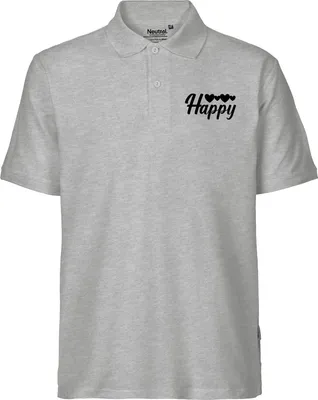 Produktbild von Huuraa Herren Polo Shirt Happy Herzen S Sport Grey Bio Baumwolle Fairtrade Poloshirt Geschenkidee