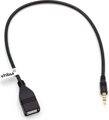 Produktbild von vhbw Adapter OTG kompatibel mit Alpine Mobilgerät - Kabeladapter USB Buchse auf AUX Stecker Schwarz