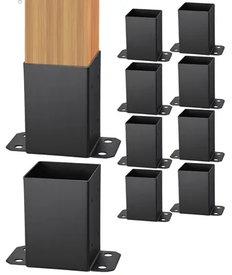 Obrázek produktu pro VEVOR sada 10 šroubovacích objímek 96 x 140 x 163 mm podpěra sloupku patka sloupku z uhlíkové oceli patka sloupku zemní objímka patka sloupku Ideální pro zábradlí verand, pergol a sloupků