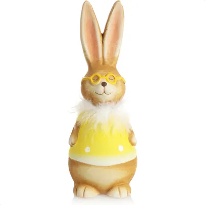 Produktbild von COM-FOUR®  Deko Aufsteller für Ostern, bunte Osterhasen mit Brille, Osterdeko zum Hinstellen, Osterdekoration aus Keramik