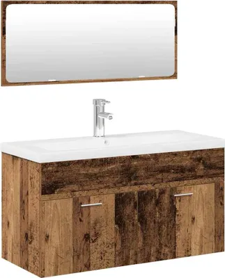 Immagine prodotto di vidaXL Set di mobili da bagno a 3 pezzi in materiale di recupero a base di legno