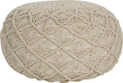 Produktbild von BELIANI Pouf Beige Baumwolle ⌀ 50 cm Rund Geflochten Makramee Strickhocker Strickpouf Boho für Wohnzimmer Kinderzimmer Schlafzimmer Deko Haushalt Wohnen