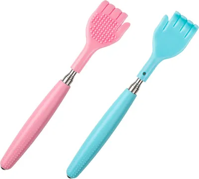 Image de 2 Canne à gratter le dos, Portable, 5 sections, Extensible, Télescopique, Masseur de dos en métal formé à la main, Tout seul