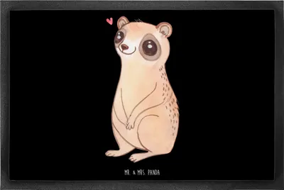 Produktbild von Mr. & Mrs. Panda Schmutzmatte Plumplori Glücklich 60 x 90 cm - Schwarz - Geschenk, Niedlich, Schmutzfangmatte, Lustige Sprüche, Türmatte, Fussmatte, fußmatte, Gummimatte