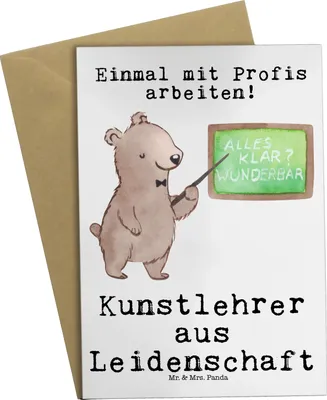 Produktbild von Mr. & Mrs. Panda Grußkarte Kunstlehrer Leidenschaft - Weiß - Geschenk, osterkarten, vatertagskarte, glückwunschkarten, kommunionskarte, Kunstunterricht, Spruch, Witzig