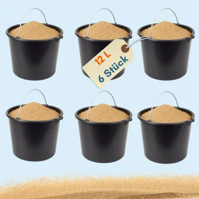 Produktbild von Baueimer mit Henkel 12 L 6 Stück Mörteleimer Wassereimer Putzeimer Maurerkübel Maurereimer Eimer Schwarz Garteneimer