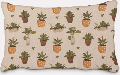 Produktbild von SCHÖNER LEBEN. Kissenhülle Blätter Pflanzen Vase Pflanztopf natur ge Größe 30x50cm (HxB) 30x50cm (HxB) Größe