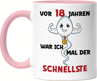 Produktbild von Vor 18 Jahren War Ich Mal Der Schnellste Tasse Rosa 18. Geburtstag Happy Birthday Geburtstagskind Geburtstagsparty