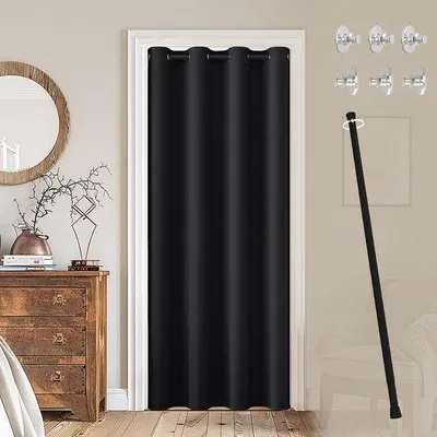 Image de Stores à enrouleur réglables noirs - Stores modernes pour chambre à coucher - 1 pièce - Noir - 70-125 cm