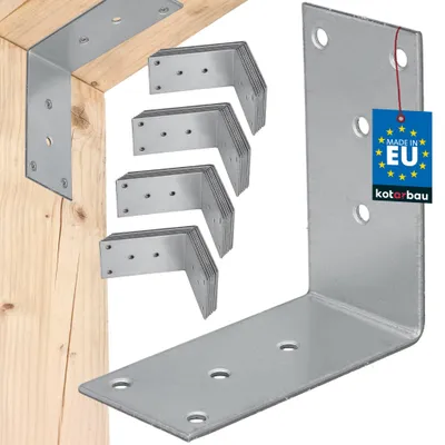 Obrázok produktu pre KOTARBAU® Sada 50 ks uhlových spojok, uhlové spojky pre ťažké zaťaženie 80x80x40 mm, pozinkovaná oceľ, uhlové spojky, stabilné, odolné, spojky na nosníky, strieborné