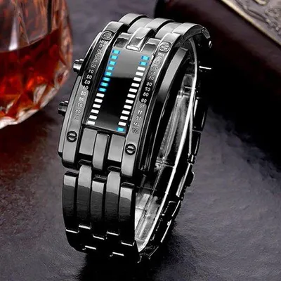 Image de Montre numérique à affichage LED, noire, pour homme